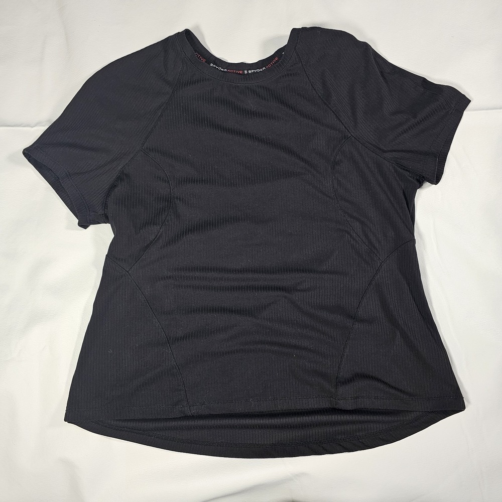 Spyder Active Athletic Shirt Womens L Black Short Sleeve Performance Top